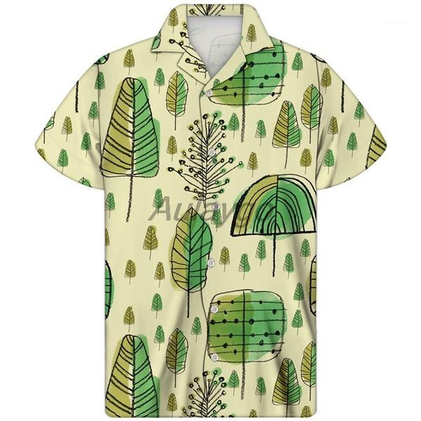 

cartoon leaf design men summer short sleeve casual hawaiian shirt soft plus size hawaiian blouse guayabera camisa hombre1, White;black