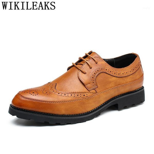 

dress shoes handmade men wedding brogue elegant coiffeur formal classic zapatos de hombre vestir bona1, Black