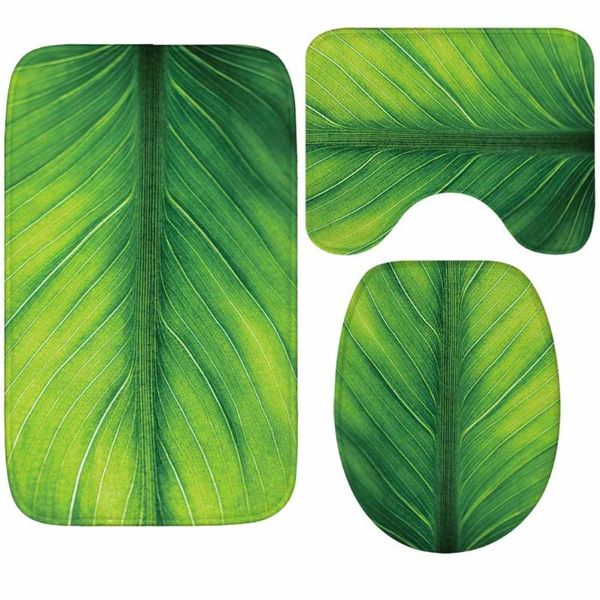 

bath mats accessories set green leaf rug absorbent bathroom toilet seat covers mat 3pcs warmer soft carpet