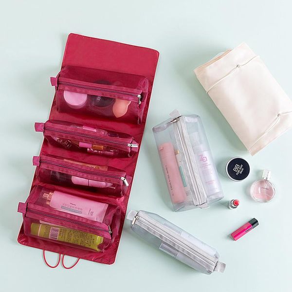 

make-up bag foldable box large capacity 4-room travel portable inner zipper cosmetic detachable pack