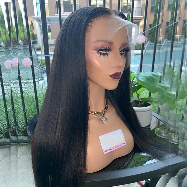 

lace wigs 13x6 hd transparent frontal wig straight brazilian hair natural hairline, Black;brown