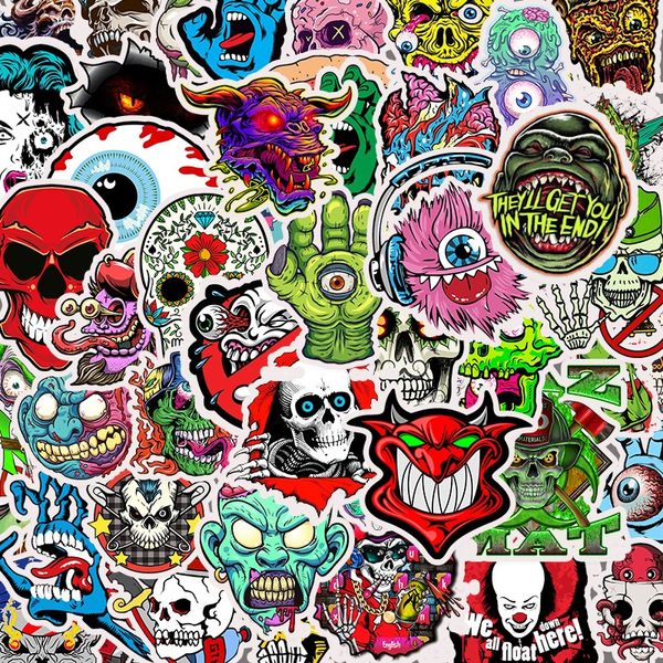 

fashion skull zombie cartoon stickers cool skull horror stickers fridge guitar lapluggage waterproof joke stickers