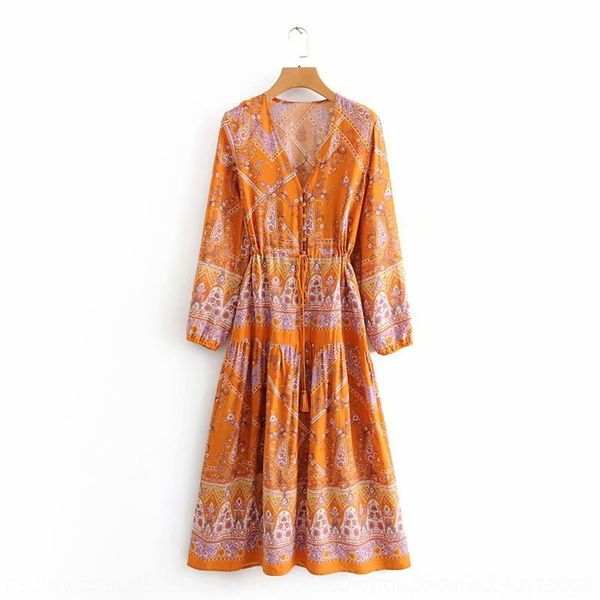 

одежда 2020 лето нового 2020 v-образный вырез кешью позиционирования печатных m2868-стиль лето платья одежды праздник женщины новых холи rcb, Black;gray