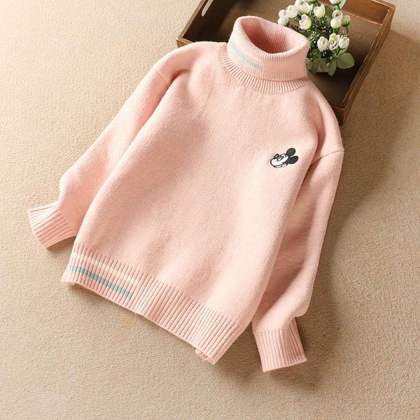 

wear children's 2020 thickened composite winter mink cashmere high collar girls' sweater, Blue