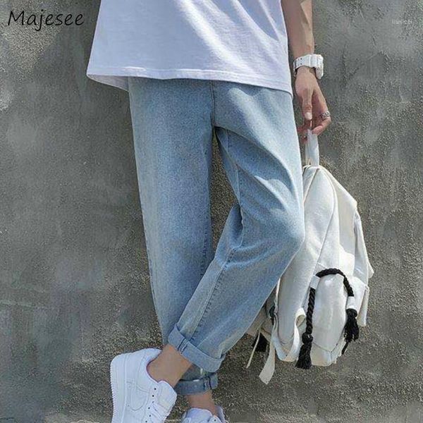 

men jeans solid denim straight loose big size 3xl all-match daily students casual korean fashion style trendy high elasticity1, Blue