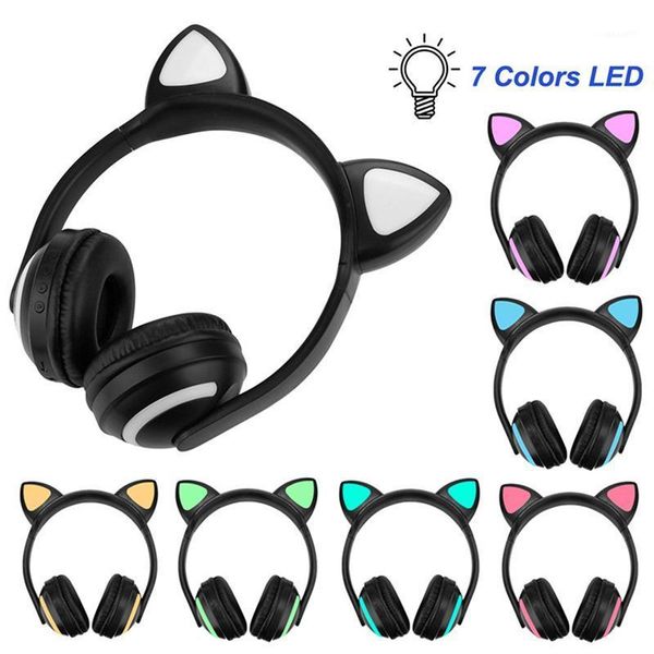 

cute cat ear bluetooth headphone earphone flashing glowing headphones gaming music deer devil ear headset earphones1