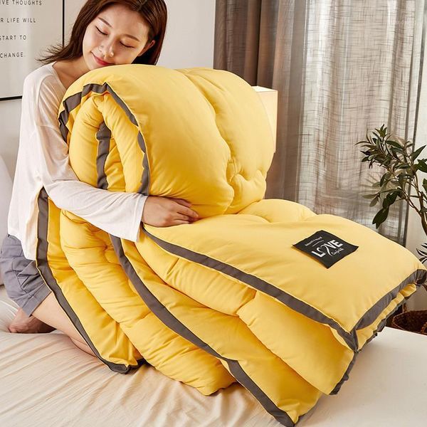 

new solid color warm winter thicken comforter soft duvet blanket feather fabric filling 3d king size single double wholesale1