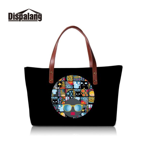 

dispalang мода сумка для женщин сумки девушки мешка плеча конструктора cute cat полосатый печать женщина tote больших ручной сумки