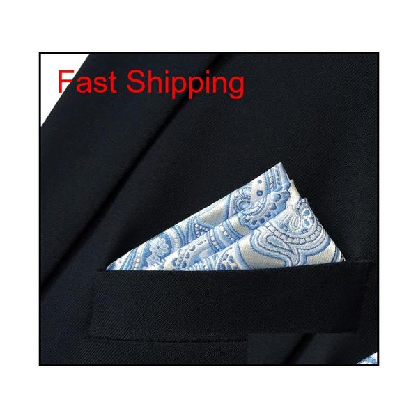 

yh12 paisley azure silver mens hankies 100% silk jacquard woven f qylaol dh_seller2010, Blue;white