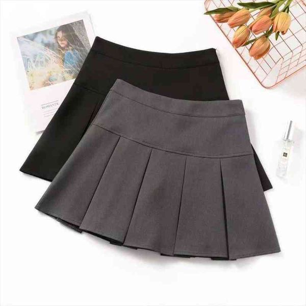 

solid pleated skirt women spring and summer ins mini skirt black chic short high waist a-line umbrella