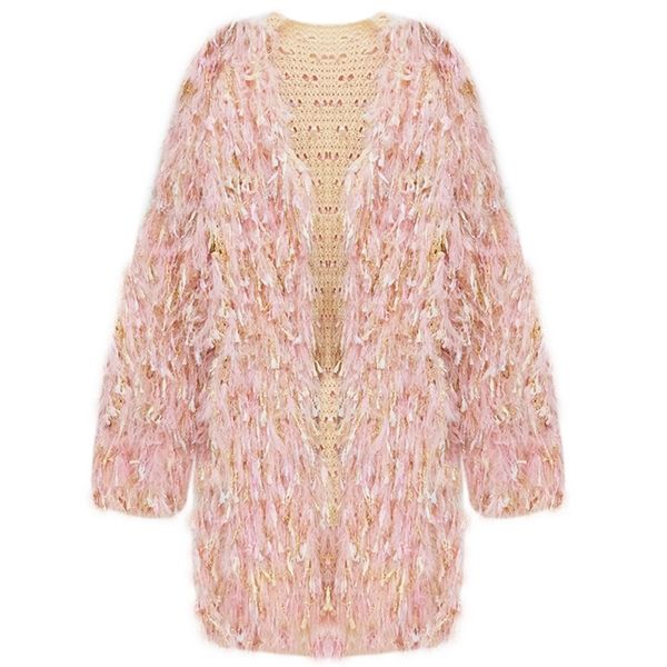 

knit cardigans long sleeve sweater women jumper knitting colored tassel cardigan female loose v-neck casual coat xz015 y200910, White;black
