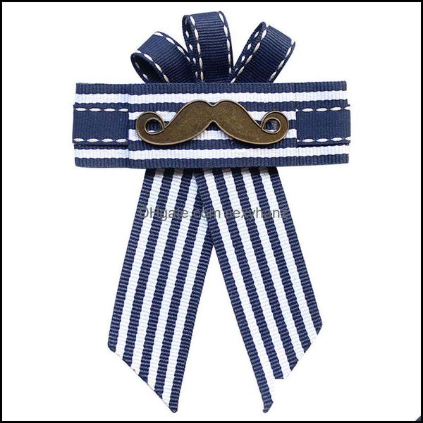 

pins, brooches jewelry fashion fabric bow brooch navy style tassel chain lapel pins suit shirt basge for women and men clothing accessories, Gray