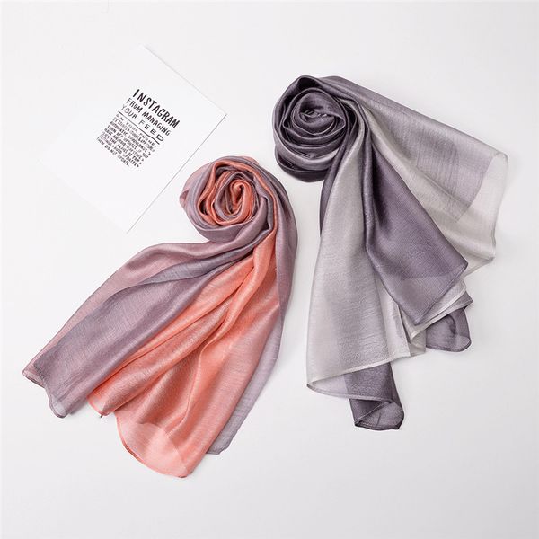 

coolcheer новое прибытие ницца шарфы палантины шелковый шарф природные silkes градиент цвета organza женщина дамы весна шейный 201006, Blue;gray