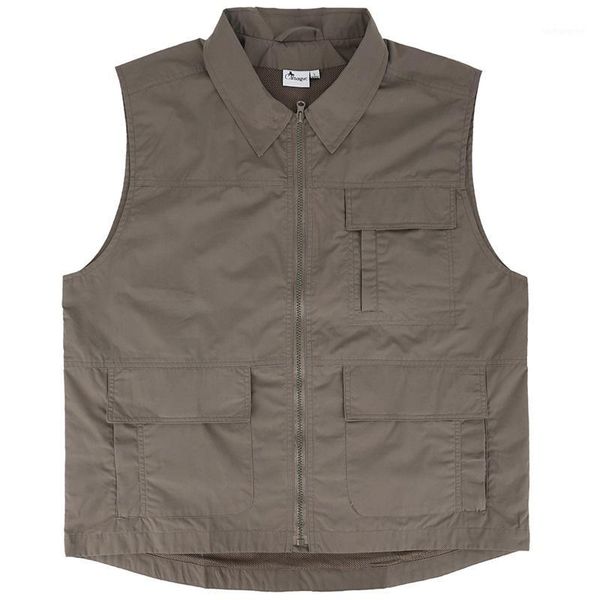 

fishing vests summer sleeveless jackets for men khaki casual clothes men's breathable vest europe turn-down collar waistcoat1, Black;white