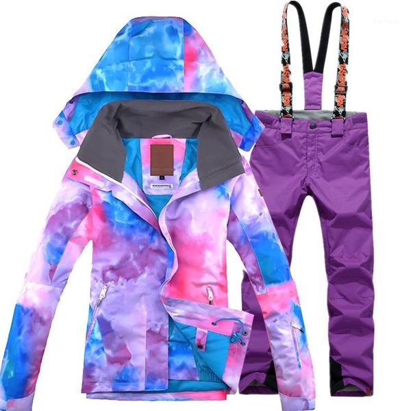 

skiing jackets 10k ski suit vest board jacket + pants clothing windproof waterproof women's winter warm jackets1