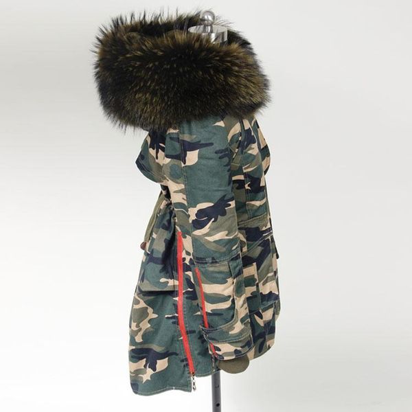 

women's down & parkas 2021 large winter coats women jackets real raccoon fur collar thick ladies army green, Black