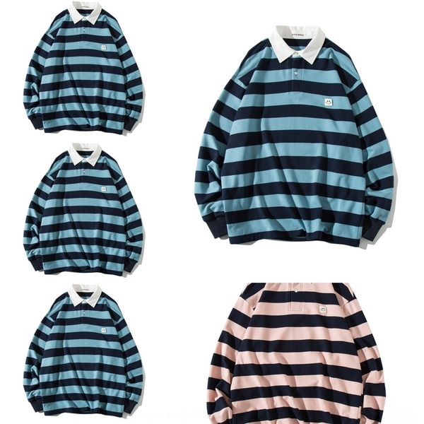 

uqww2 beijie pulloversweater pullover men's loose 2020 autumn new korean youth men's striped popular clothing lapel casual pullove, Black