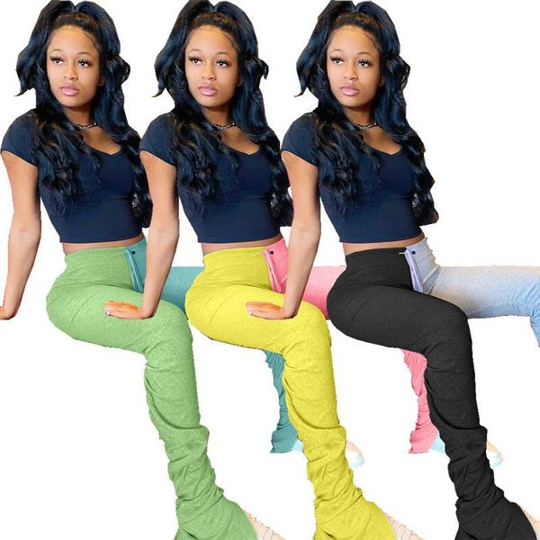 

spring and summer 2020 european and american women's solid color sweater fabric splicing with mid waist pleated split micro, Black;white