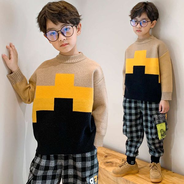 

autumn and children's zhongda children 2020 new sweater winter round neck pullover boys' t-shirt, Blue