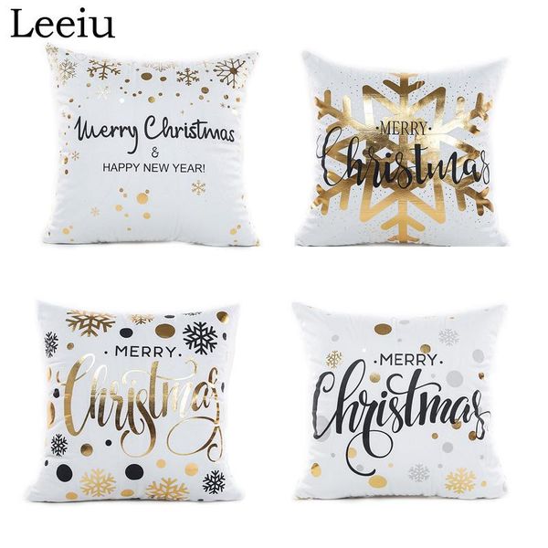 

christmas decorations leeiu 45*45cm soft fabric gold printed merry pillowcase happy year decoration for home xmas party supply