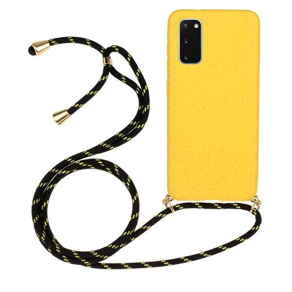 

for galaxy s20 wheat straw material tpu protective case with lanyard