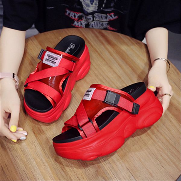 

2021 new summer of the chunky peep women's fashionable women girl sandals eight inches high heels casual beach rg10, Black