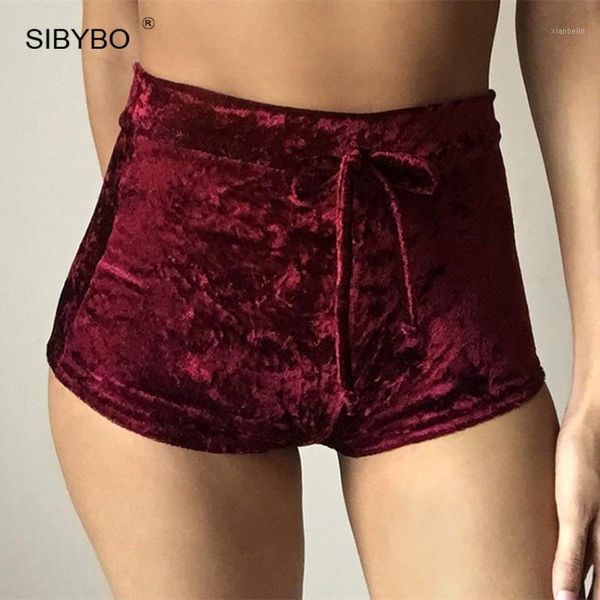 

sibybo winter velvet mini shorts women 2017 new fashion high waist lace up short pants autumn lady plus size skinny shorts1, White;black