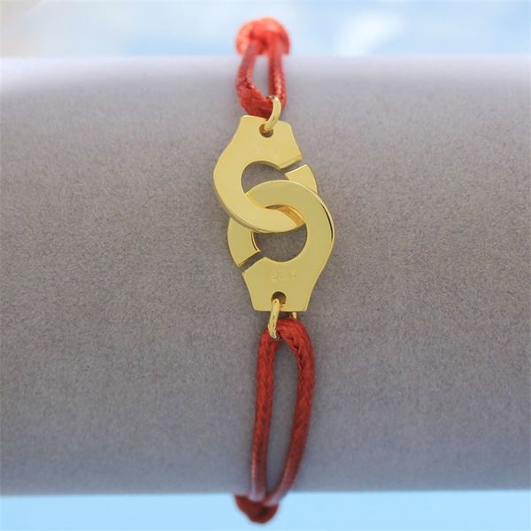 

men's jewelry 925 sterling silver handcuffs bracelet for women bijoux with adjustable rope 925 silver pendant bracelet menottes y201007, Golden;silver