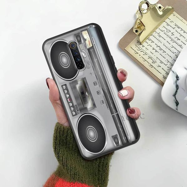 

43fgstyle retro side old tape cassette case for realme 6 5 x2 x50 pro 5g 6i 6s narzo 10 10a x3 xt c3 c3i soft black phone bags cover