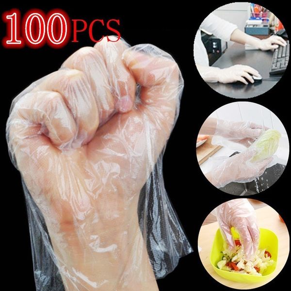 

food 100pcs/pack transparent plastic eco-friendly disposable latex prep safe household off bacteria gloves touchles