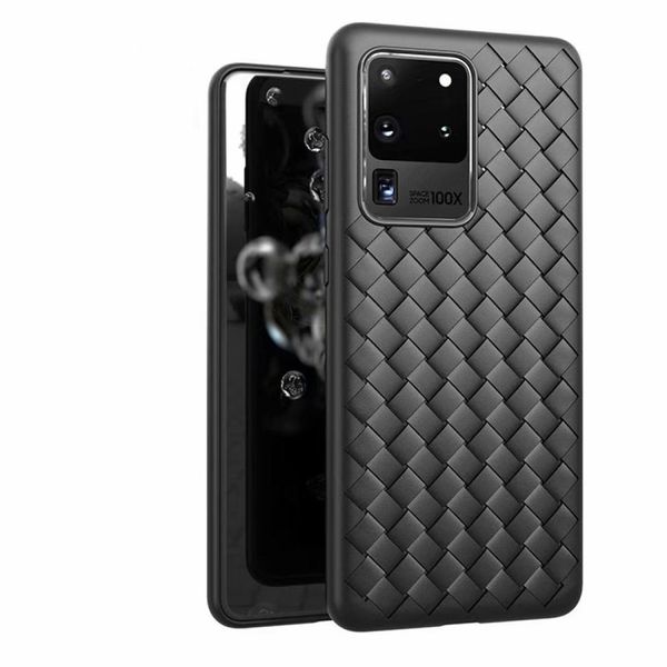 

for galaxy s20 ultra non-slip classic woven pattern breathable tpu case
