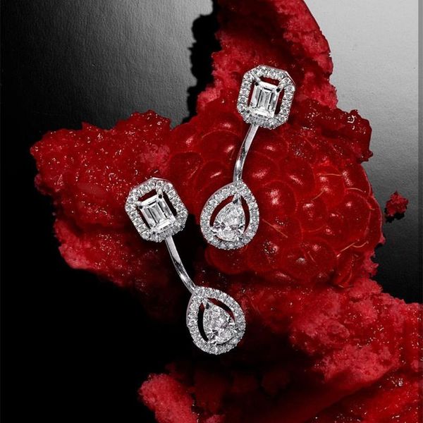 

uilz retro creative vintage water drop & square cubic zircon stud earrings women wild fashion women jewelry ue2029, Golden;silver