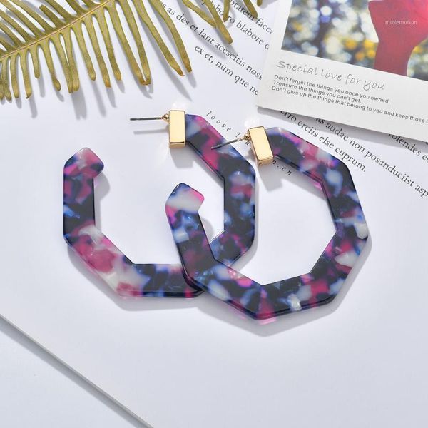 

new tortoiseshell resin alloy ring earrings bohemian acrylic combination circles exquisite earrings for women factory wholesale1, Golden;silver