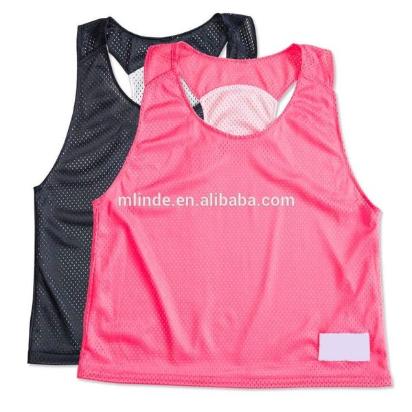 

custom sublimation american uniform design ladies mesh reversible practice lacrosse vest pinnie for football soccer, Black