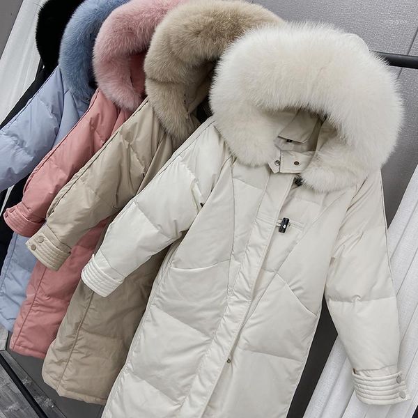 

korean 100% real fur 90% duck down jacket winter down jackets long women bomber coat outerwear coats basic ukraine female1, Black