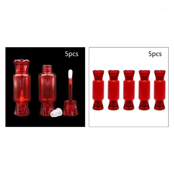 

storage bottles & jars 5pcs cute red candy shape lip gloss tubes 9ml empty refillable lipstick containers sample bottle with brush tip and p