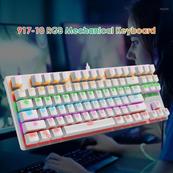 

917-10 87 keys usb wired blue switch backlight office mechanical gaming keyboard professional ultra-slim mechanical keyboard1