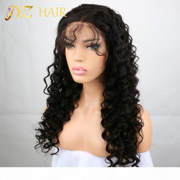 

jyz curly lace front human hair wigs for black women 130% pre plucked brazilian remy hair wigs bleached knots baby hair, Black;brown