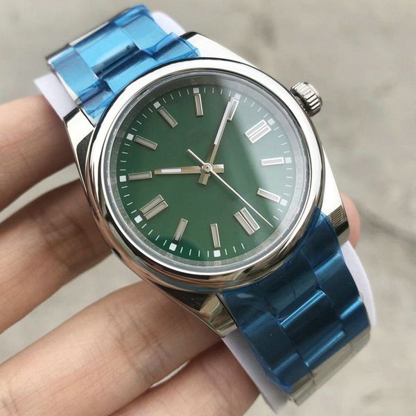 

2020 automatic date fashion men wristwatch 2813 movement men high-quality clock men brown stainless steel watch, Slivery;brown