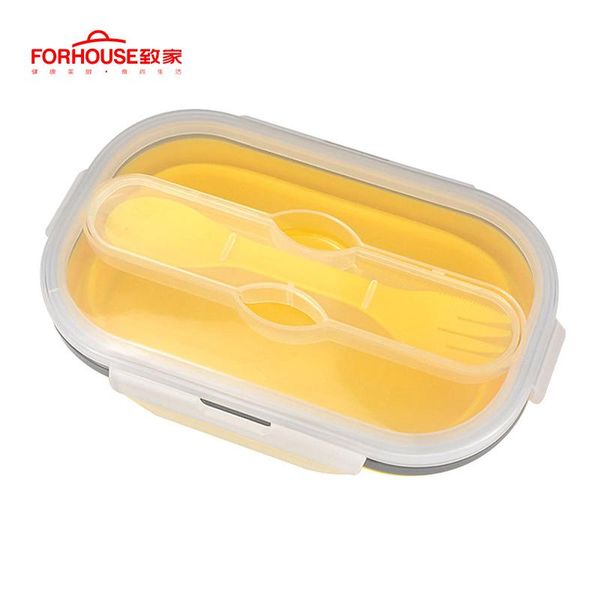 

800 мл силиконовые разборные ланч-коробка для хранения еды контейнер bento bpa бесплатные микроволновые прививки портативный открытый коробк