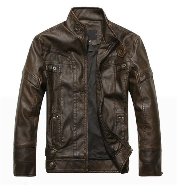 

autumn men motorcycle leather jacket men's leather jacket jaqueta de couro masculina mens leather jackets coats, Black