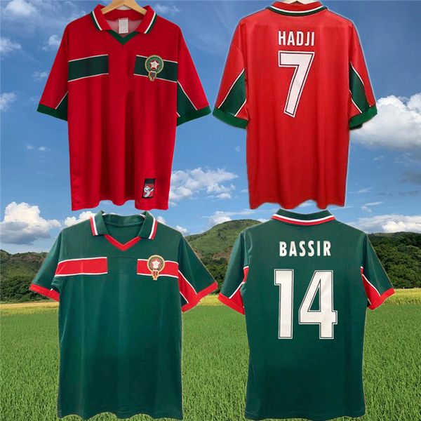 

1998 retro morocco classic soccer jersey ouakili neqrouz bassir abrami ancient maillot el hadrioui hadji oldest football shirt, Black;yellow