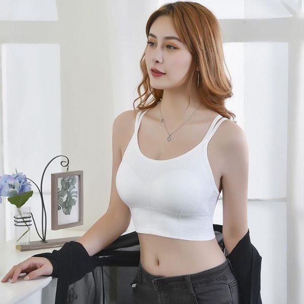 

camisoles & tanks non-steel ring tube girl's underwear selling u-shaped beauty back ribbed pattern wrap-around camisole vest sports, Black;white