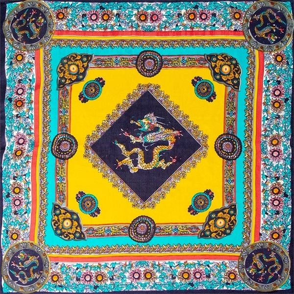 

natural bandana female hair for women head women's square silk headband face mask scarf fish y201007, Blue;gray