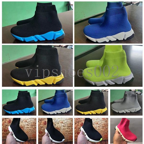 

2020 kids fashion ankle boots speed stretch mesh high trainer running shoes speed knit sock mid-trainer sneakers 24-35 tgd-0, Black