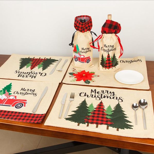 Decoração de Natal Mat Food isolamento Placemat Tabela Mat linho bordado Craft festiva decoração do restaurante Cerca de 46 * 34 centímetros 3 Designs BT831