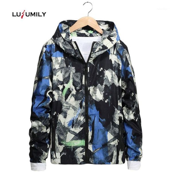 

lusumily spring autumn jackets women windbreaker puls size m-7xl fashion sportswear tactival graffiti hooded windbreake1, Black;brown