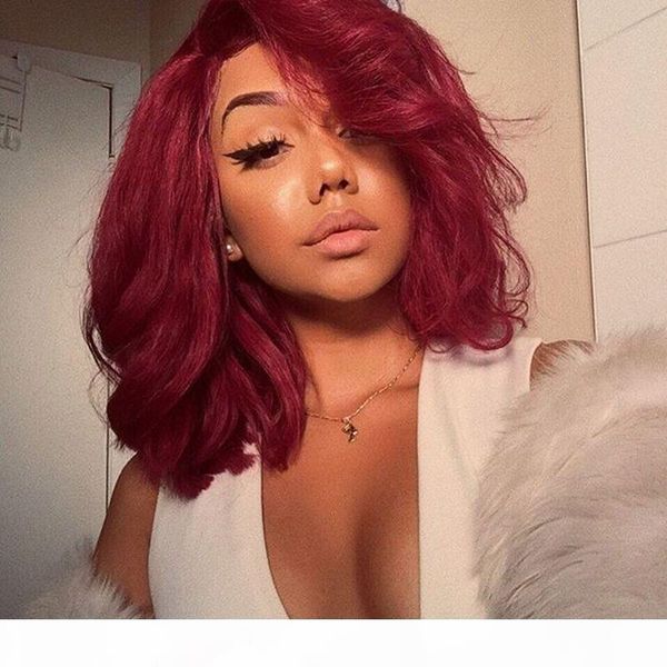 

99j color 150% density wavy bob wig lace front human hair wigs with baby hair brazilian remy short human hair wigs natural black, Black;brown