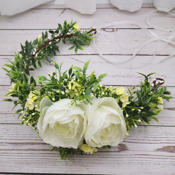

white flower wedding crown festival headband women hair accessories headdress girl floral garland wedding floral jllnci