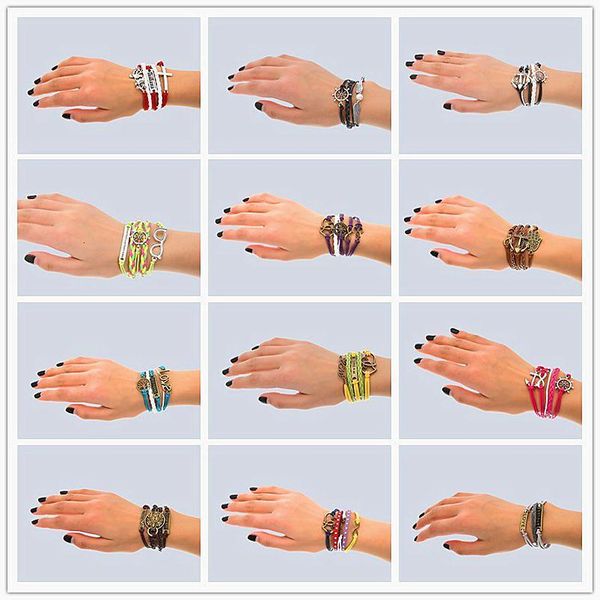 

fashionft0xalloy infinity hand style made leather 30 mix fashion cuff charm bracelet vintage accessories lover2jhbvmhk